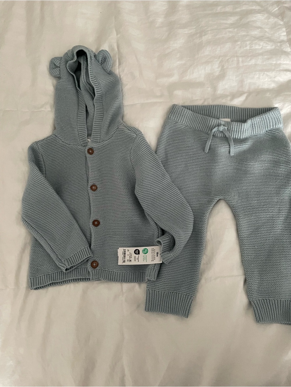 Carter's Soft Light Blue Knit Hoodie Set